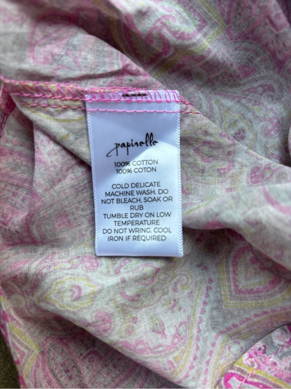 Papinelle 100% cotton pink paisley button up blouse high low hemline XXL - Picture 5 of 5